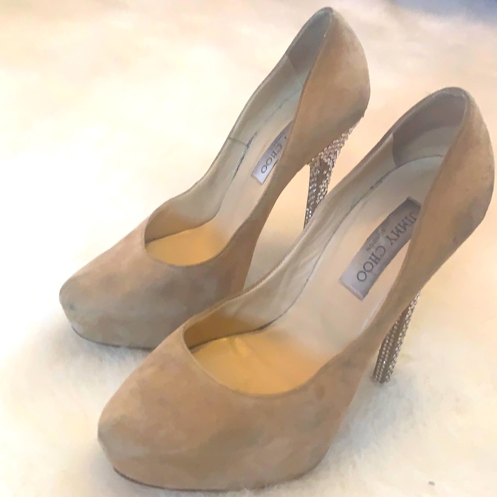 Suede Jimmy Choo Swarovski Crystal Heels